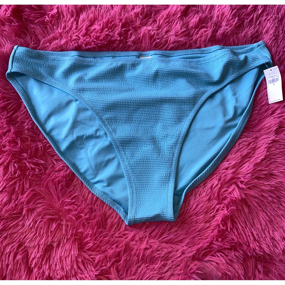 Old Navy Women's Size 2X Low Rise Pucker Classic Bikini Swim Bottoms NWT Blue